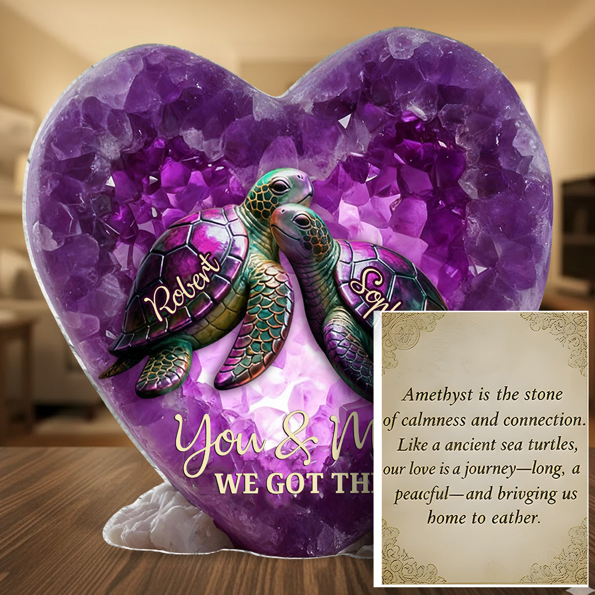 Du und ich, wir schaffen das – Personalisierte Schildkröten-Taschenumarmungskarte