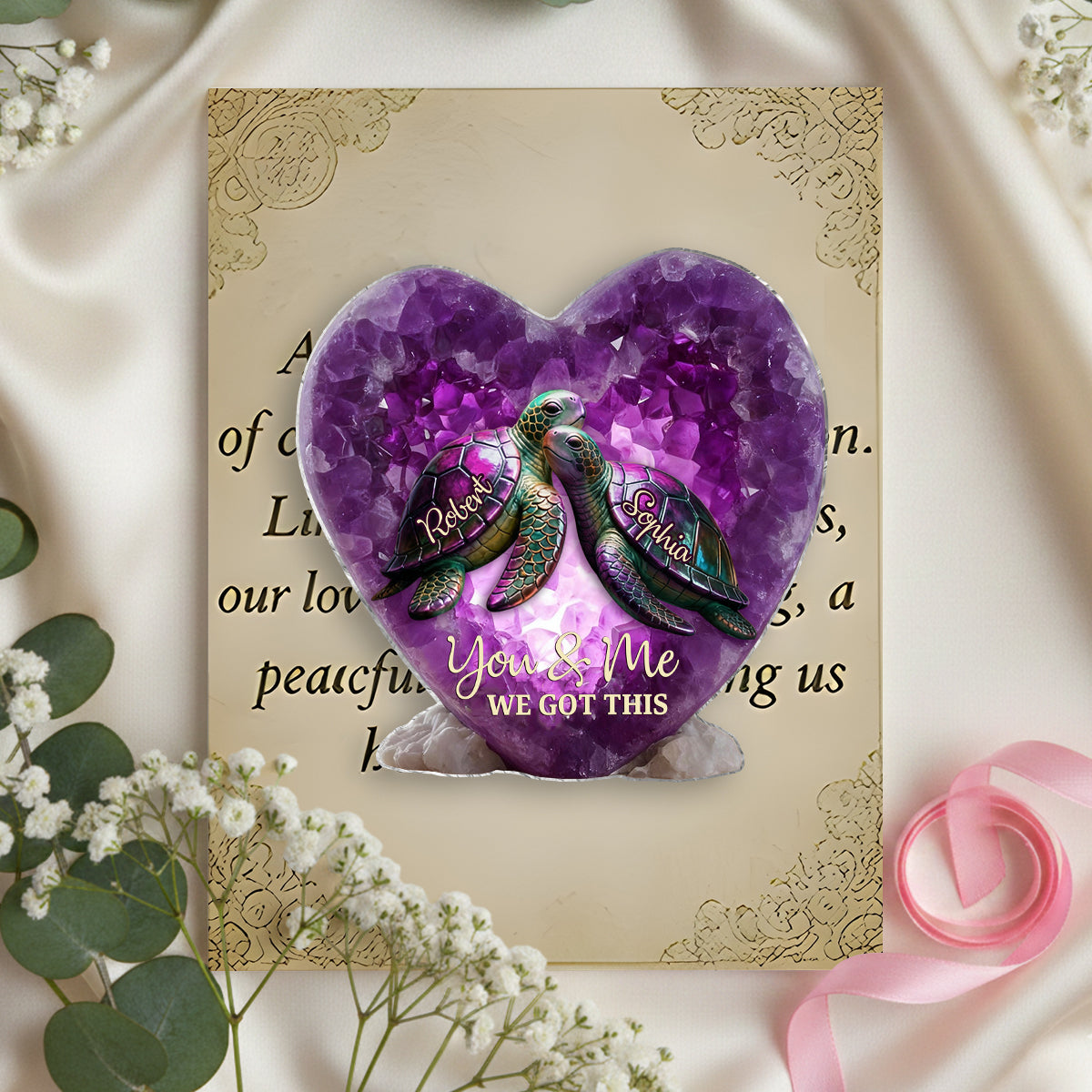 Du und ich, wir schaffen das – Personalisierte Schildkröten-Taschenumarmungskarte