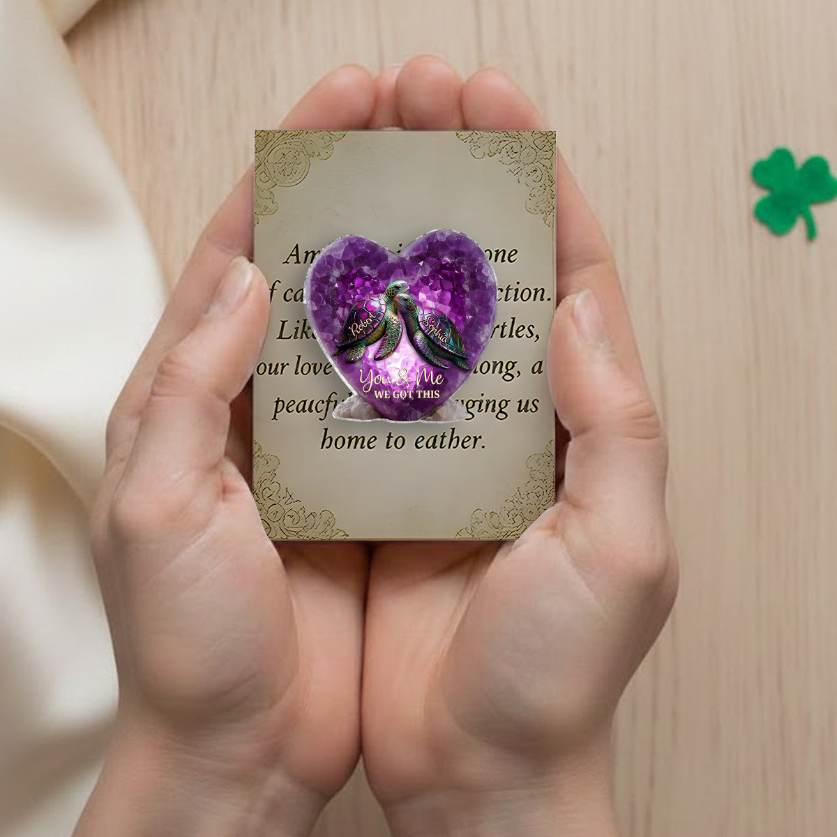 Du und ich, wir schaffen das – Personalisierte Schildkröten-Taschenumarmungskarte