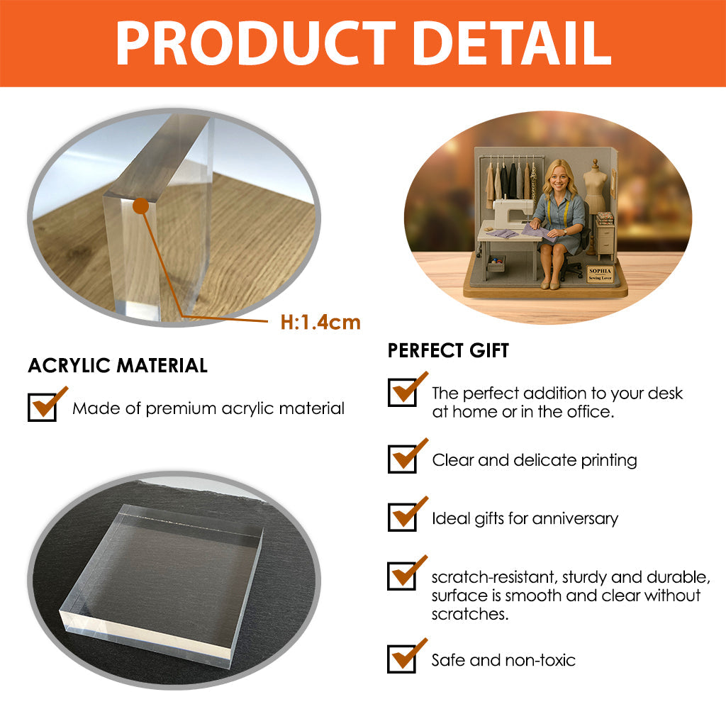 Custom Figure From Photo - Personalized Sewing Custom Shaped Acrylic Plaque