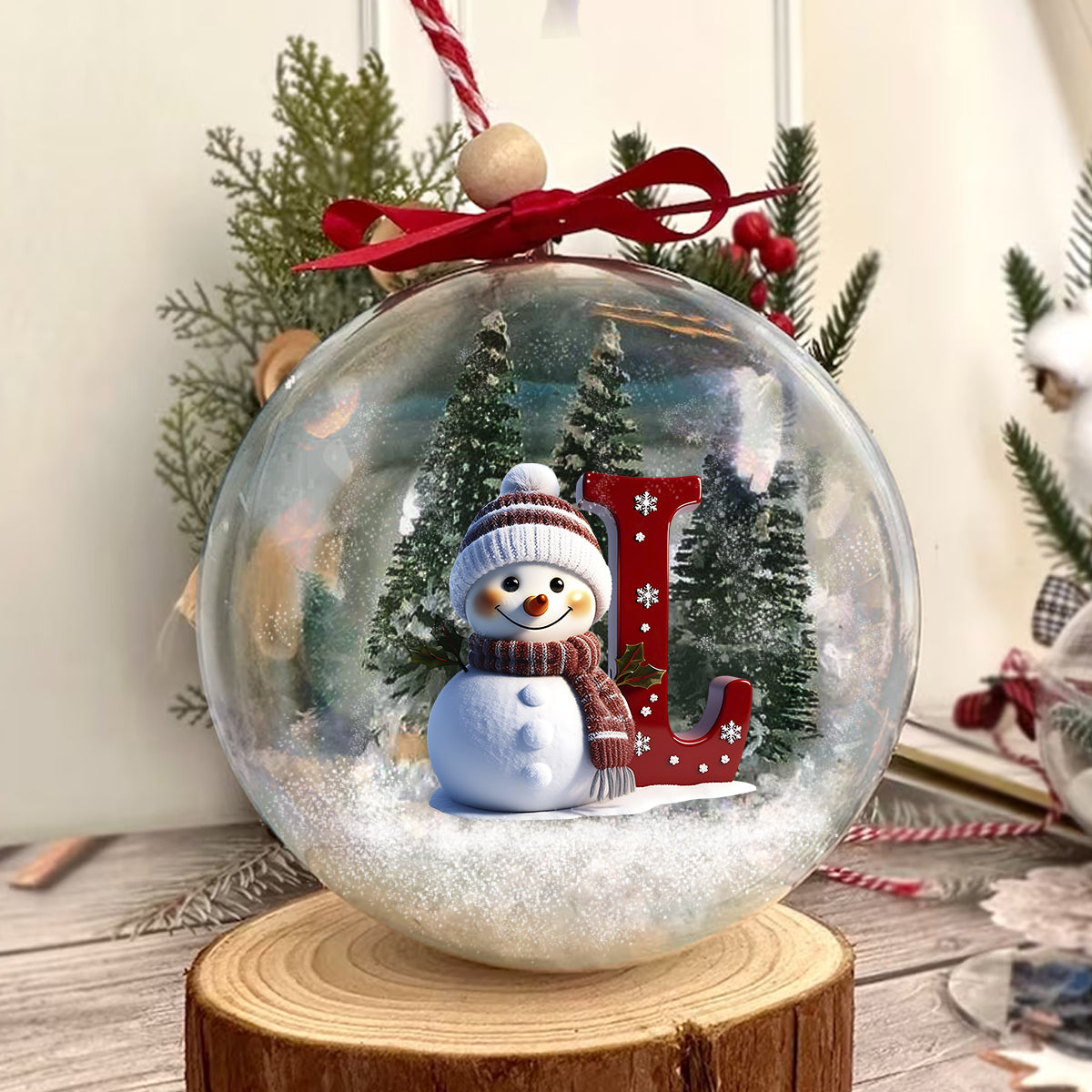 Initiales personnalisées pour toute la famille - Boule à neige personnalisée pour la famille