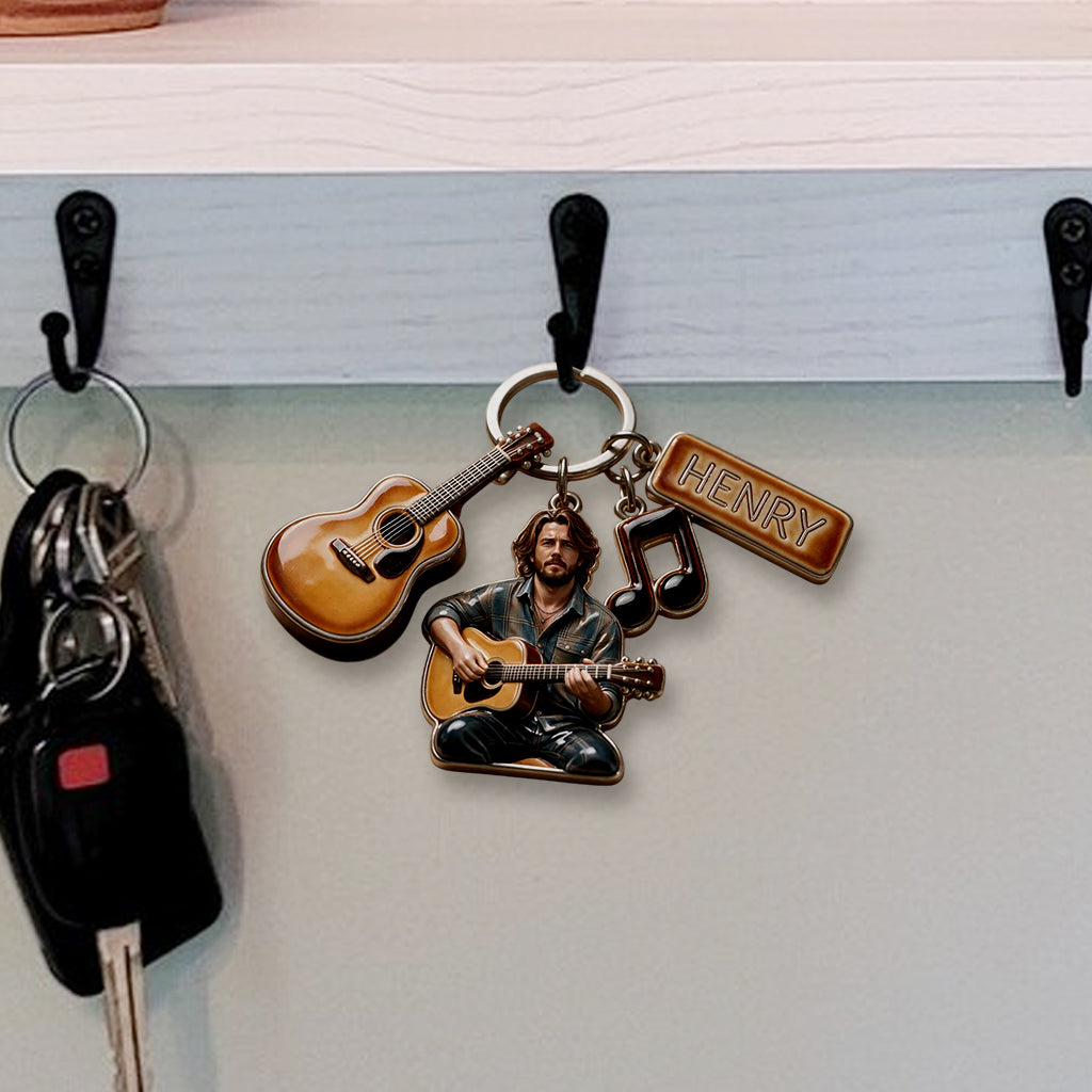 Custom Your Guitar - Personalized Guitar Premium Keychain With Charms