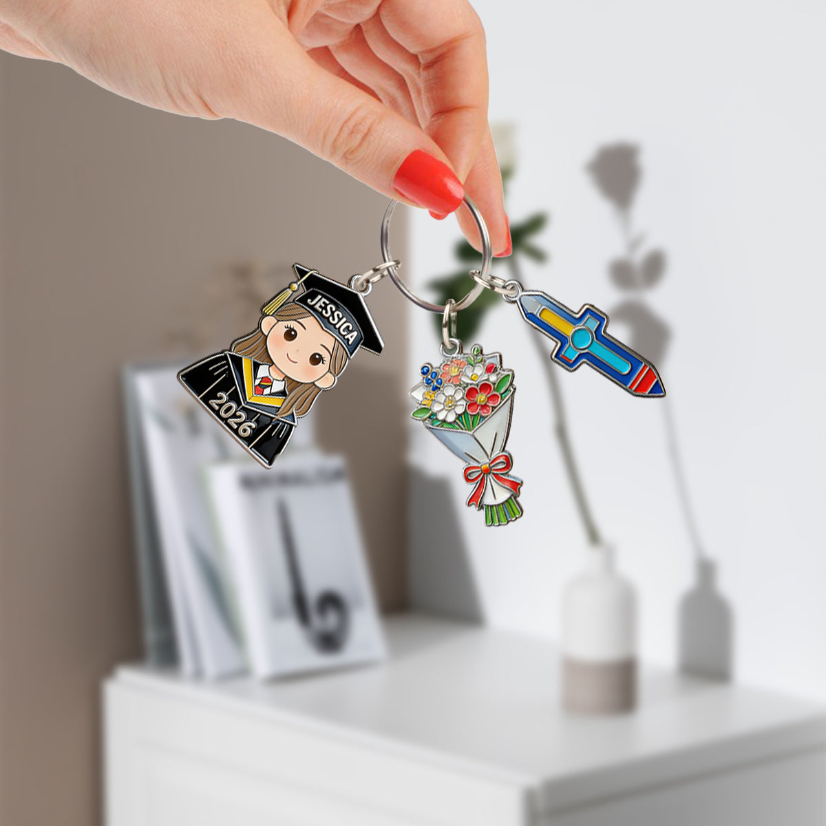 Graduation Gift - Personalized Graduation Keychain With Charms