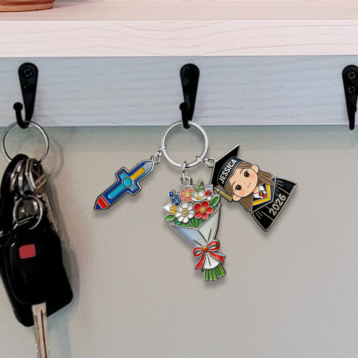 Graduation Gift - Personalized Graduation Keychain With Charms