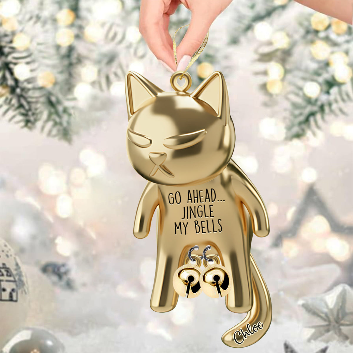 Go Ahead Ring My Bells - Personalized Cat Ornament With Charm