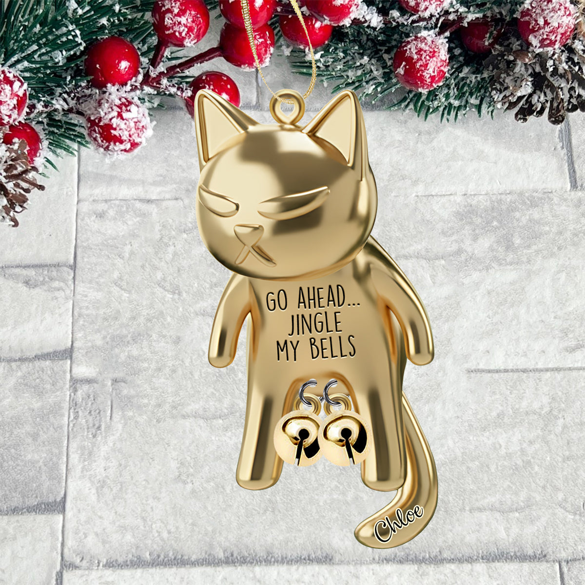 Go Ahead Ring My Bells - Personalized Cat Ornament With Charm
