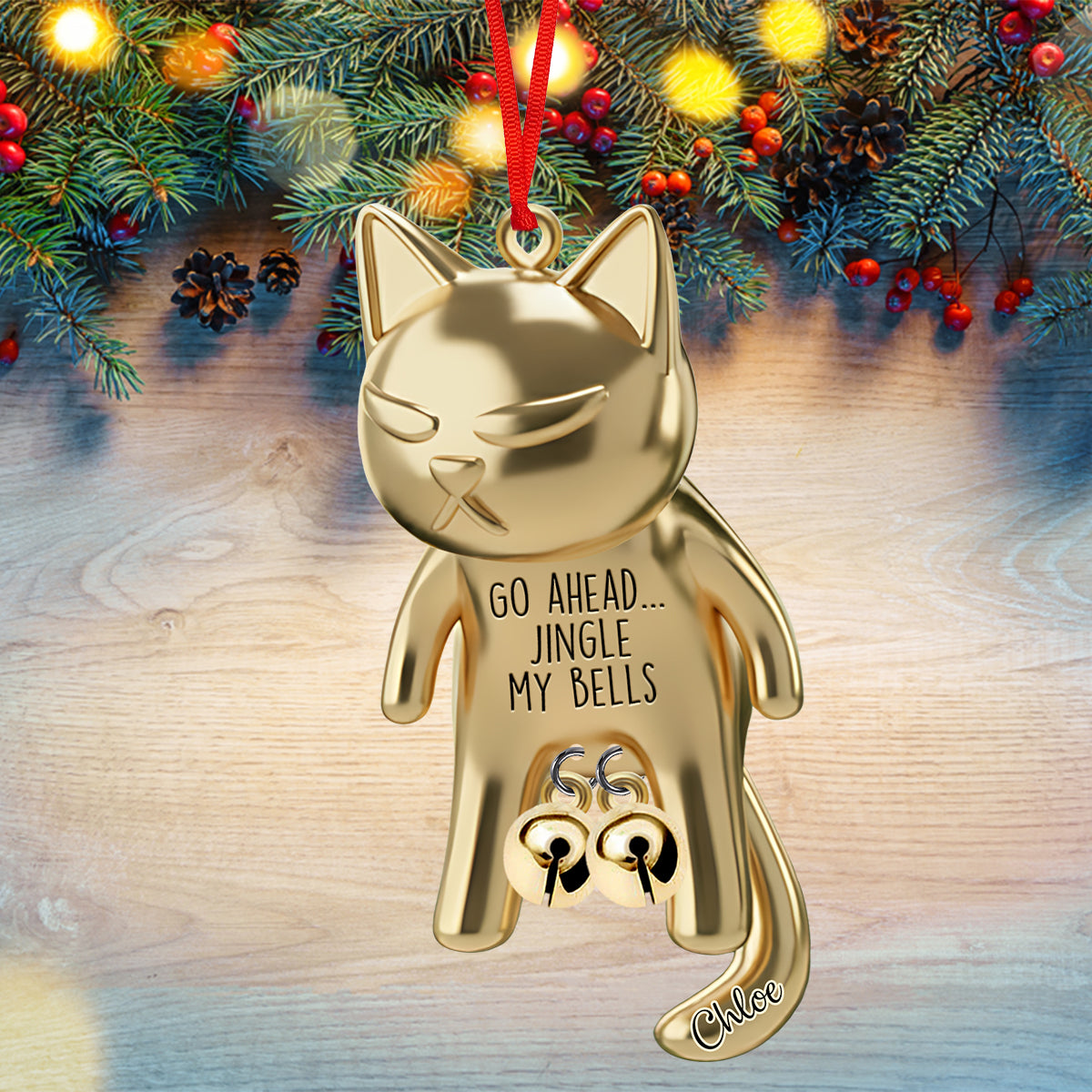 Go Ahead Ring My Bells - Personalized Cat Ornament With Charm