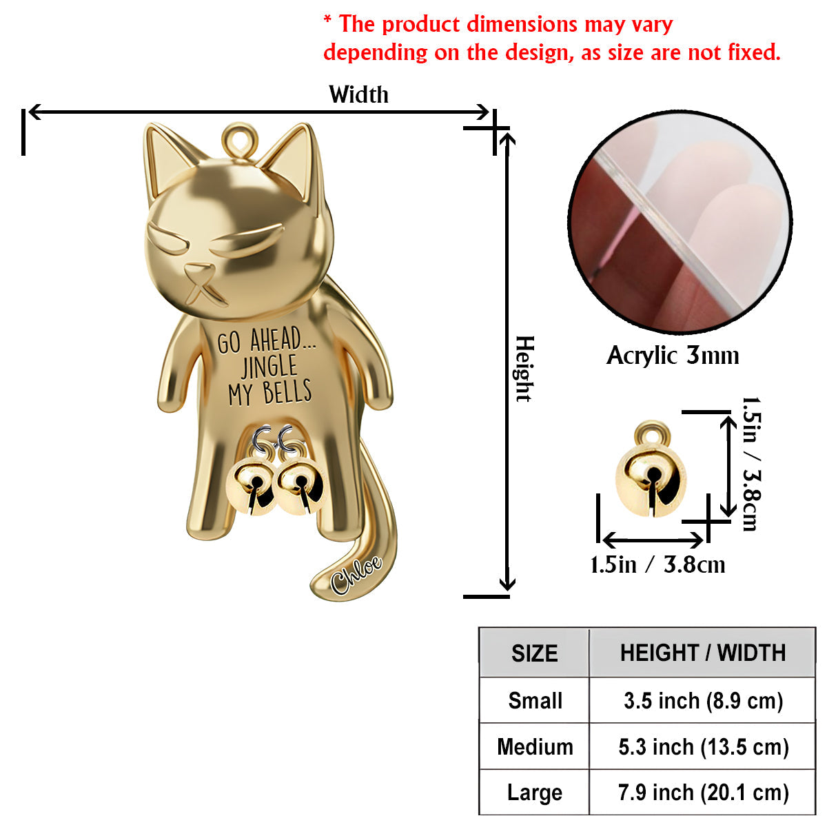 Go Ahead Ring My Bells - Personalized Cat Ornament With Charm