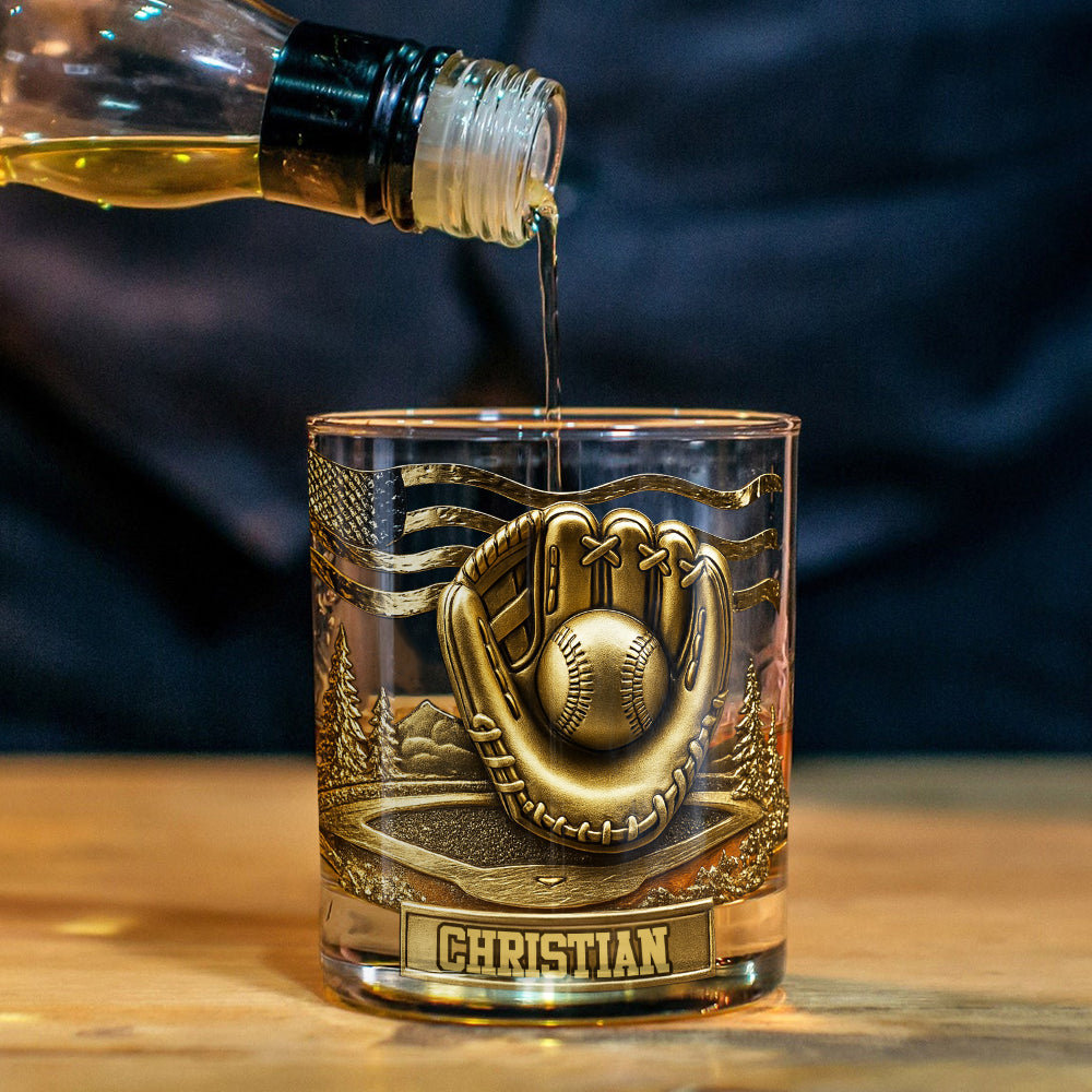 Whiskey & Baseball - Personalized Baseball Whiskey Glass