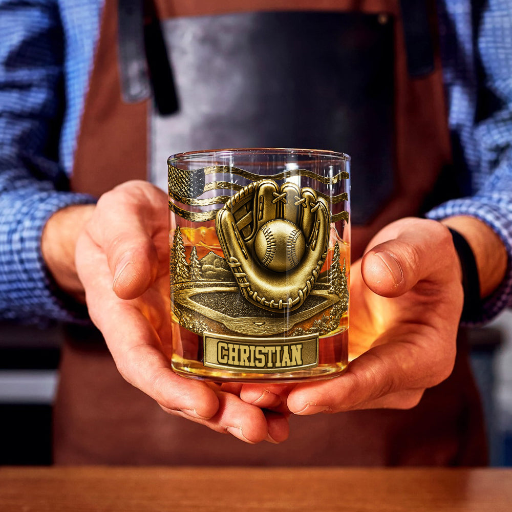 Whiskey & Baseball - Personalized Baseball Whiskey Glass