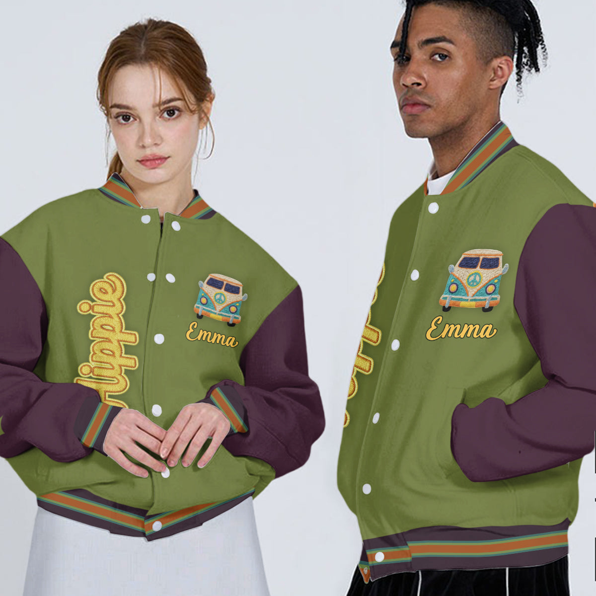 Hippie Souls - Personalized Hippie Varsity Jacket
