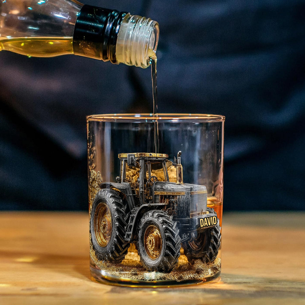 Strong Farmer - Personalized Tractor Whiskey Glass