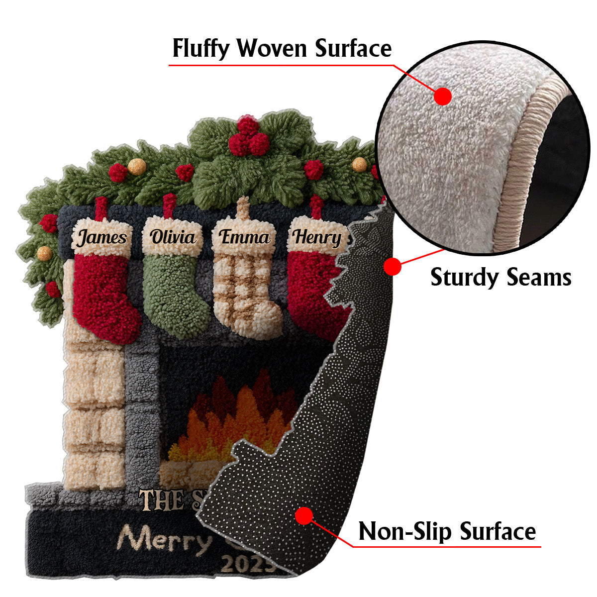 Merry Christmas - Personalized Family Non-Slip Tufted Rug