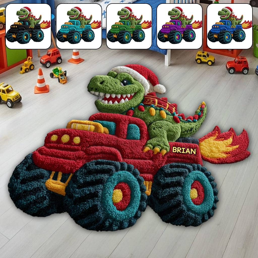 Dinosaur Christmas - Personalized Kid Non-Slip Tufted Rug