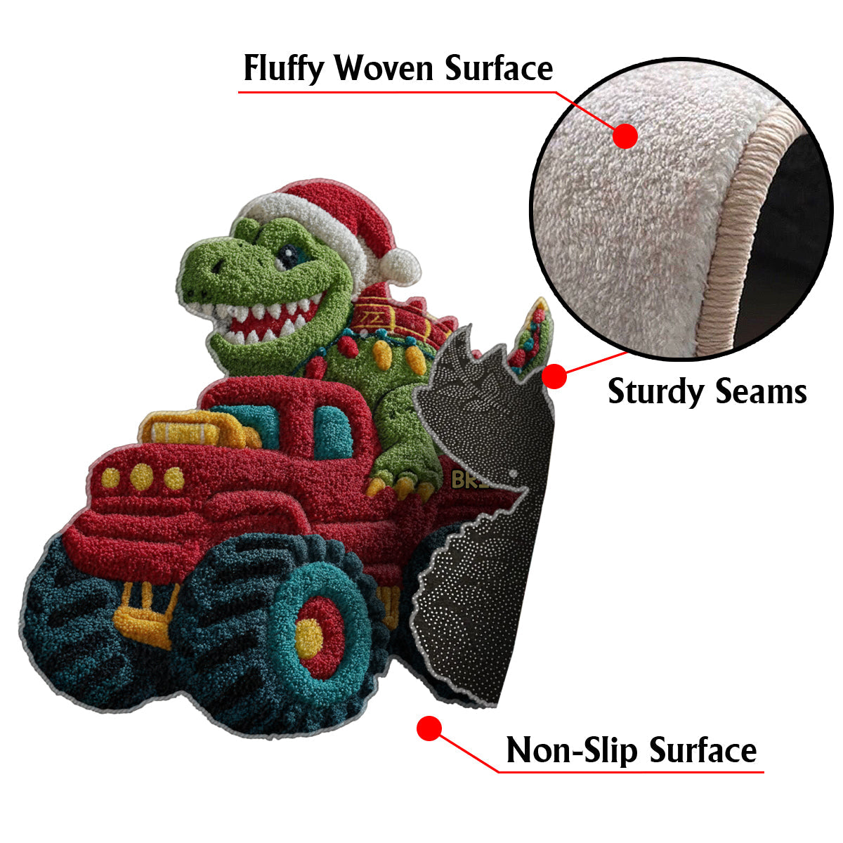Dinosaur Christmas - Personalized Kid Non-Slip Tufted Rug