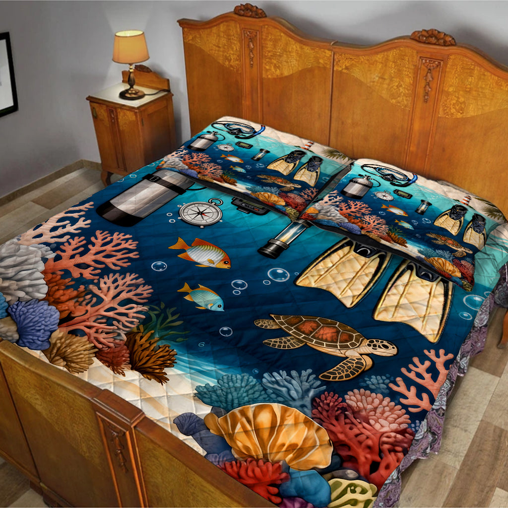 Scuba Diving Lovers - Personalized Scuba Diving Quilt Set