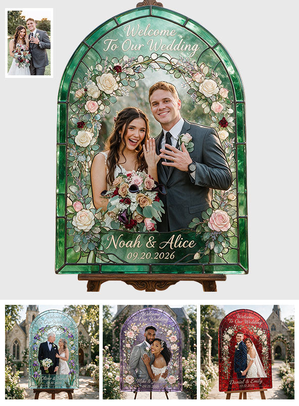 Willkommen zu unserer Hochzeit - Personalisierter 3D-gedruckter Glas-Sonnenfänger