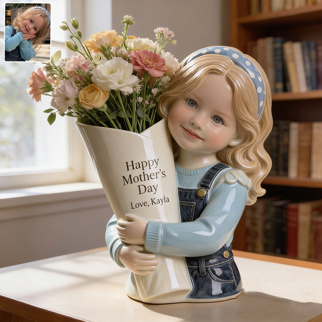 Blumenstrauß Vase - Perfektes Muttertagsgeschenk - Personalisierte Kinder Acrylblumen Vase
