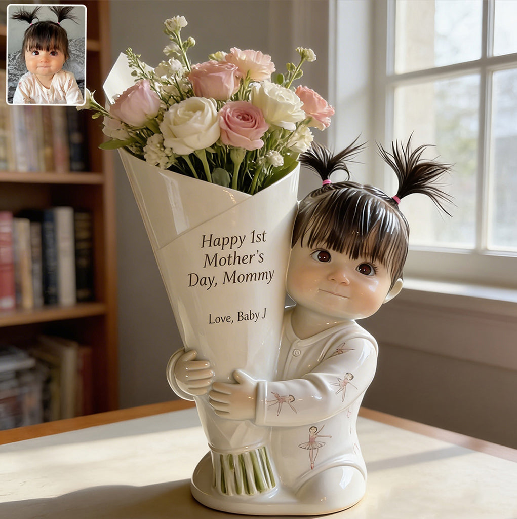 Blumenstrauß Vase - Perfektes Muttertagsgeschenk - Personalisierte Kinder Acrylblumen Vase