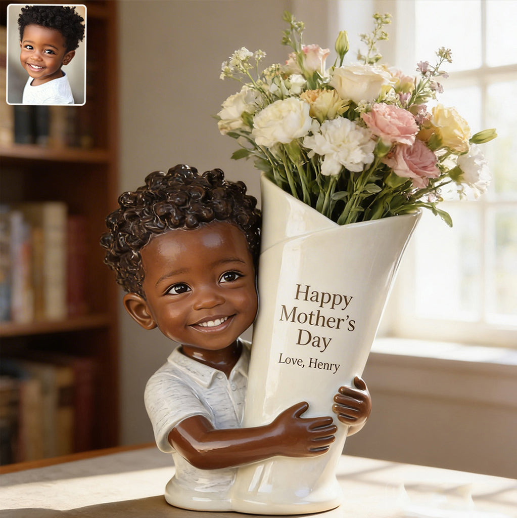Blumenstrauß Vase - Perfektes Muttertagsgeschenk - Personalisierte Kinder Acrylblumen Vase