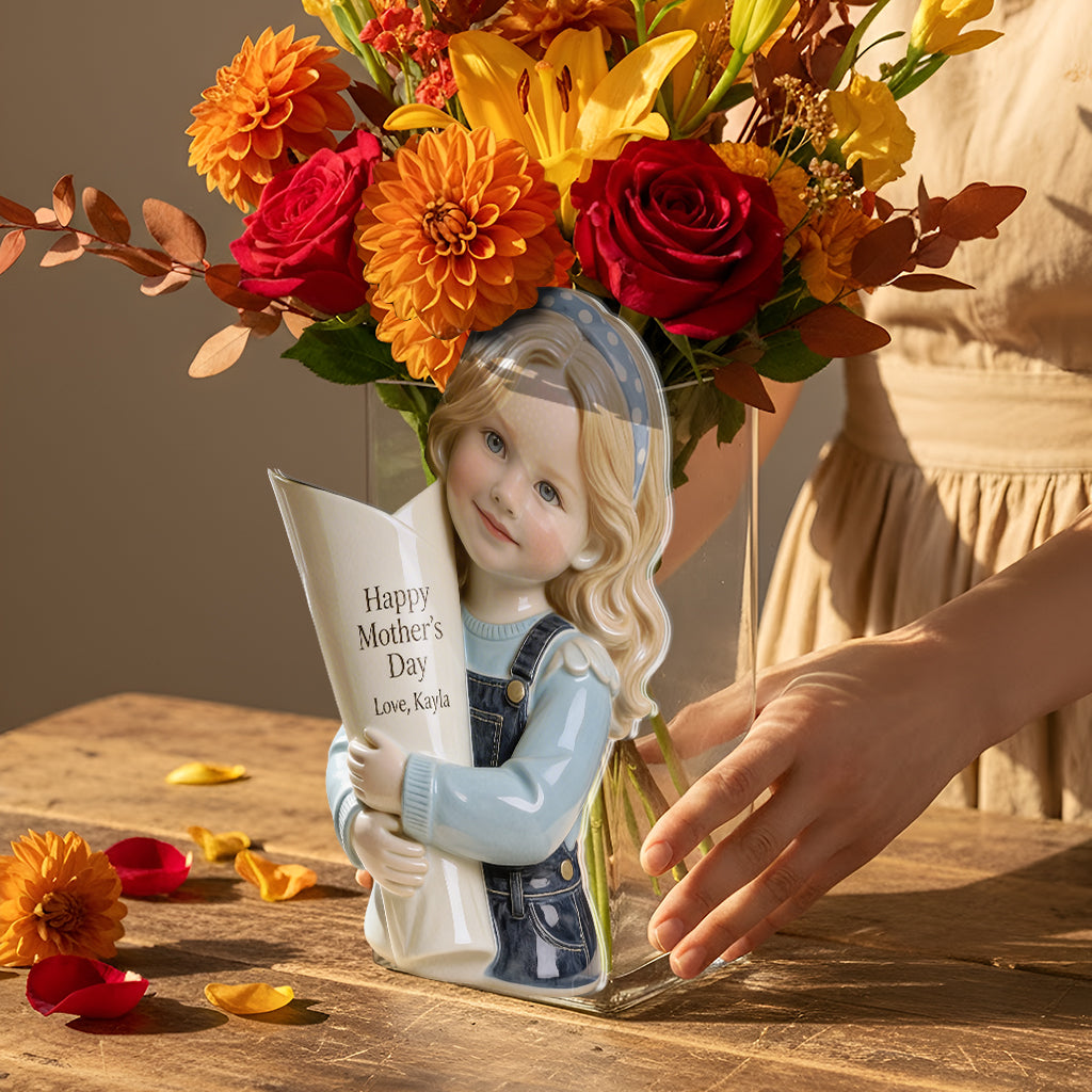 Blumenstrauß Vase - Perfektes Muttertagsgeschenk - Personalisierte Kinder Acrylblumen Vase