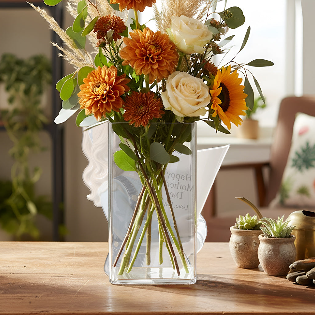 Blumenstrauß Vase - Perfektes Muttertagsgeschenk - Personalisierte Kinder Acrylblumen Vase