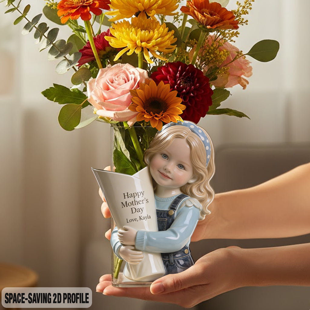 Blumenstrauß Vase - Perfektes Muttertagsgeschenk - Personalisierte Kinder Acrylblumen Vase