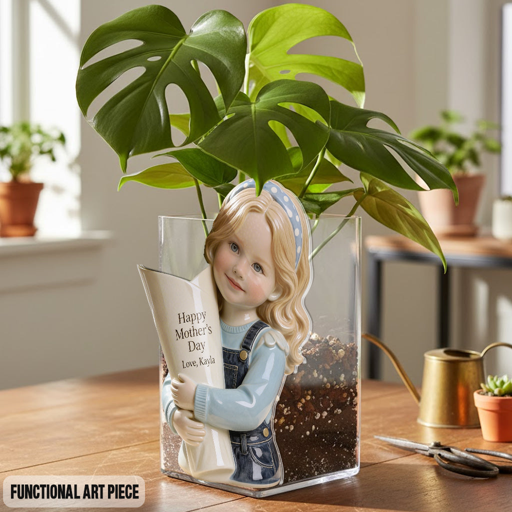 Blumenstrauß Vase - Perfektes Muttertagsgeschenk - Personalisierte Kinder Acrylblumen Vase