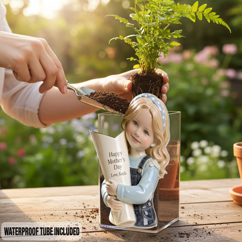 Blumenstrauß Vase - Perfektes Muttertagsgeschenk - Personalisierte Kinder Acrylblumen Vase