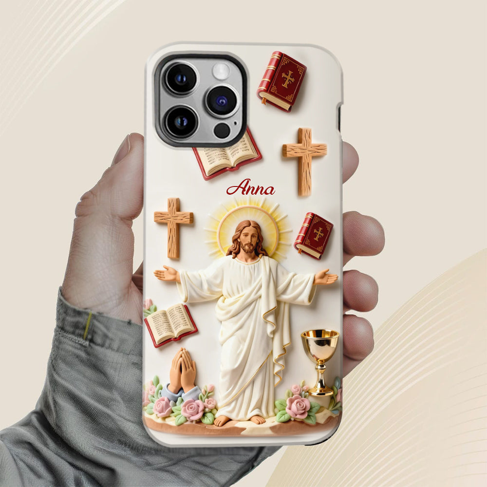 La foi plutôt que la peur - Coque de téléphone personnalisée avec impression chrétienne intégrale