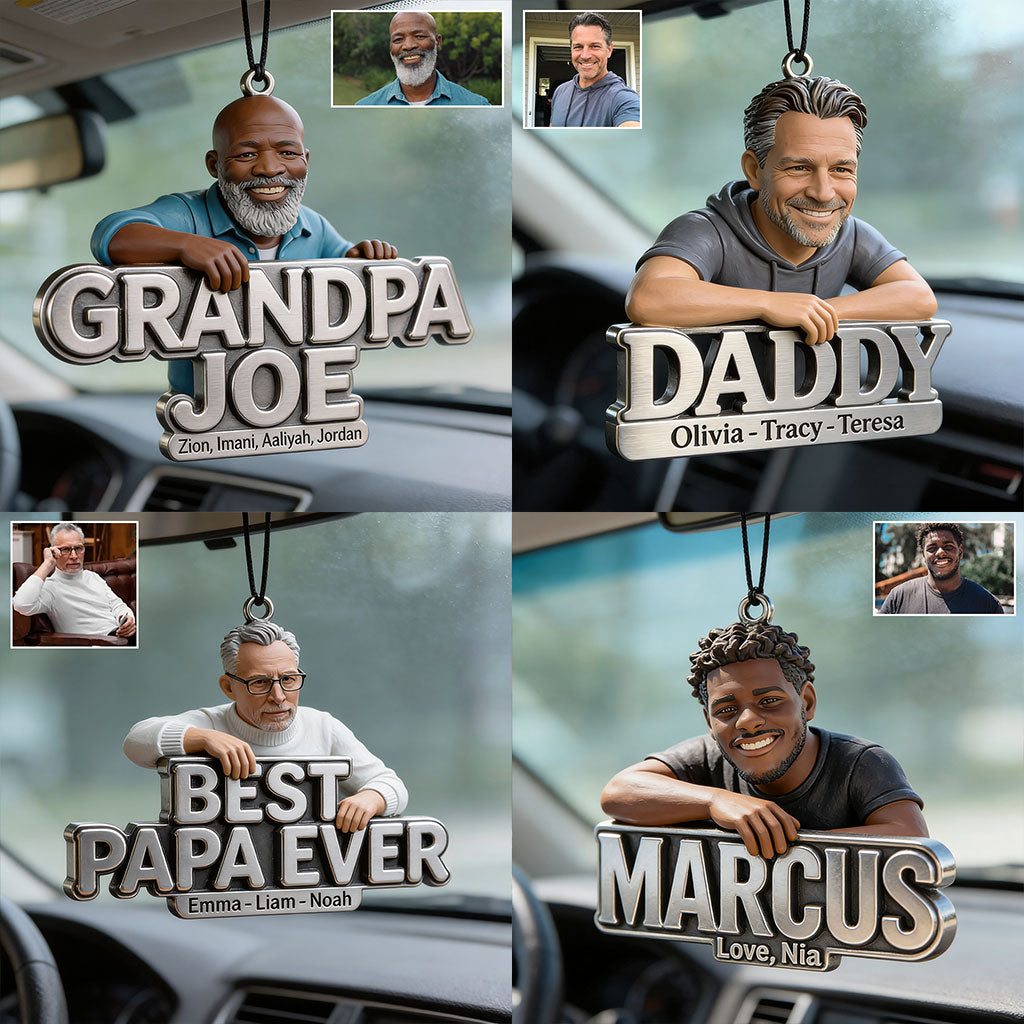 Cadeaux pour la Fête des Pères - Ornement de Voiture Transparent Personnalisé pour Papi