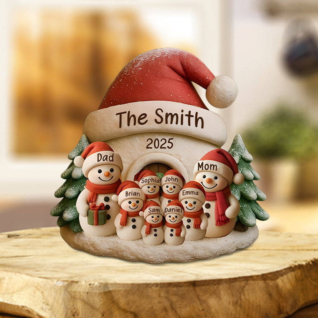 Snowman Family - Personalized Christmas Custom Shaped Acrylic Plaque