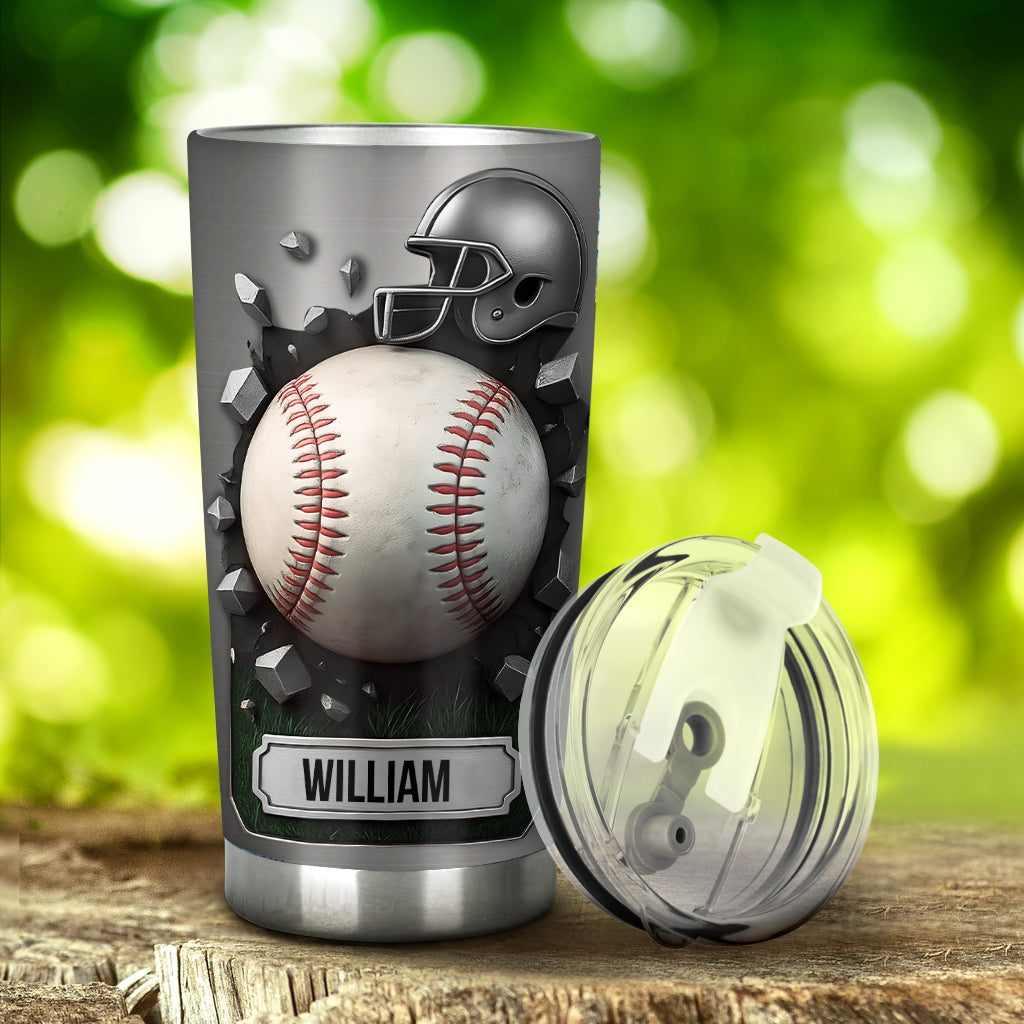 Breaking Baseball Season - Personalized Baseball Tumbler