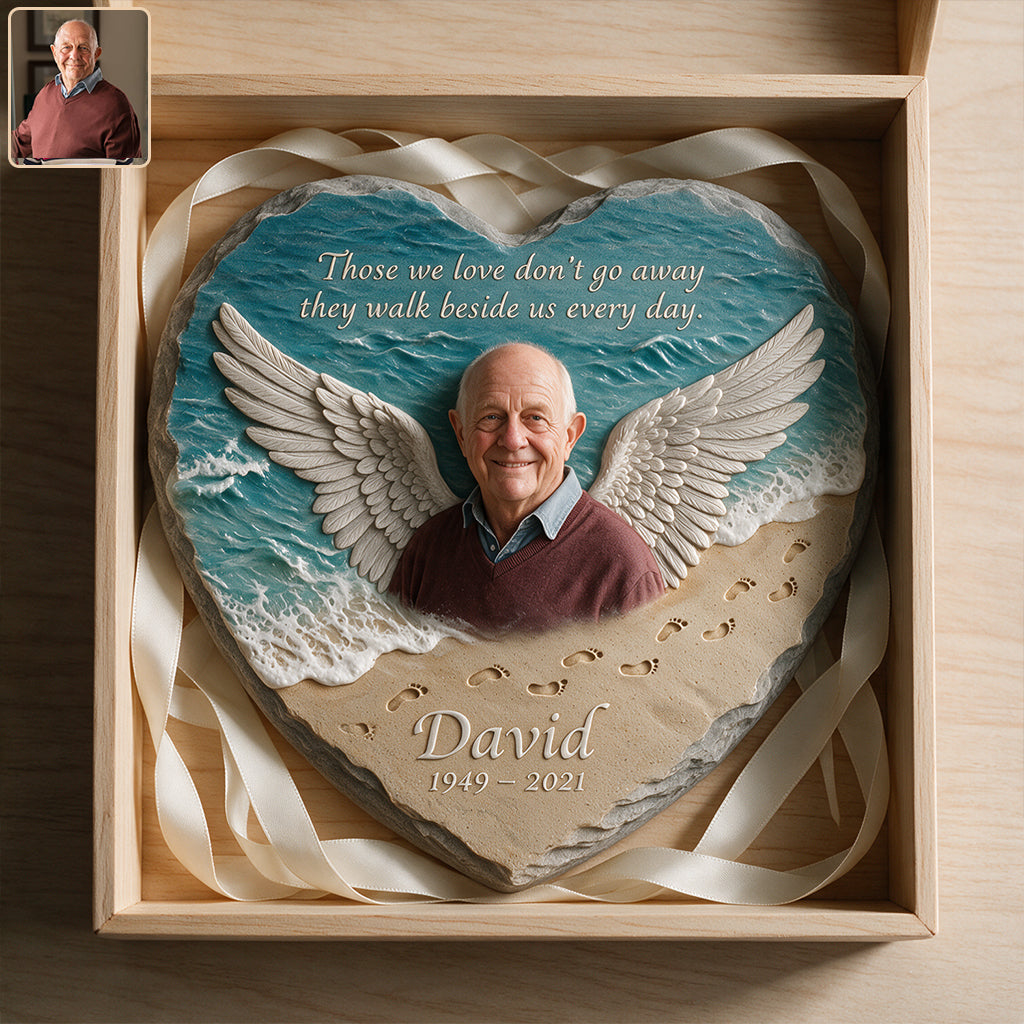 They Walk Beside Us - Personalized Memorial Heart Shaped Stone