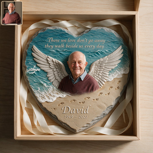 They Walk Beside Us - Personalized Memorial Heart Shaped Stone