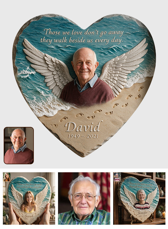 They Walk Beside Us - Personalized Memorial Heart Shaped Stone
