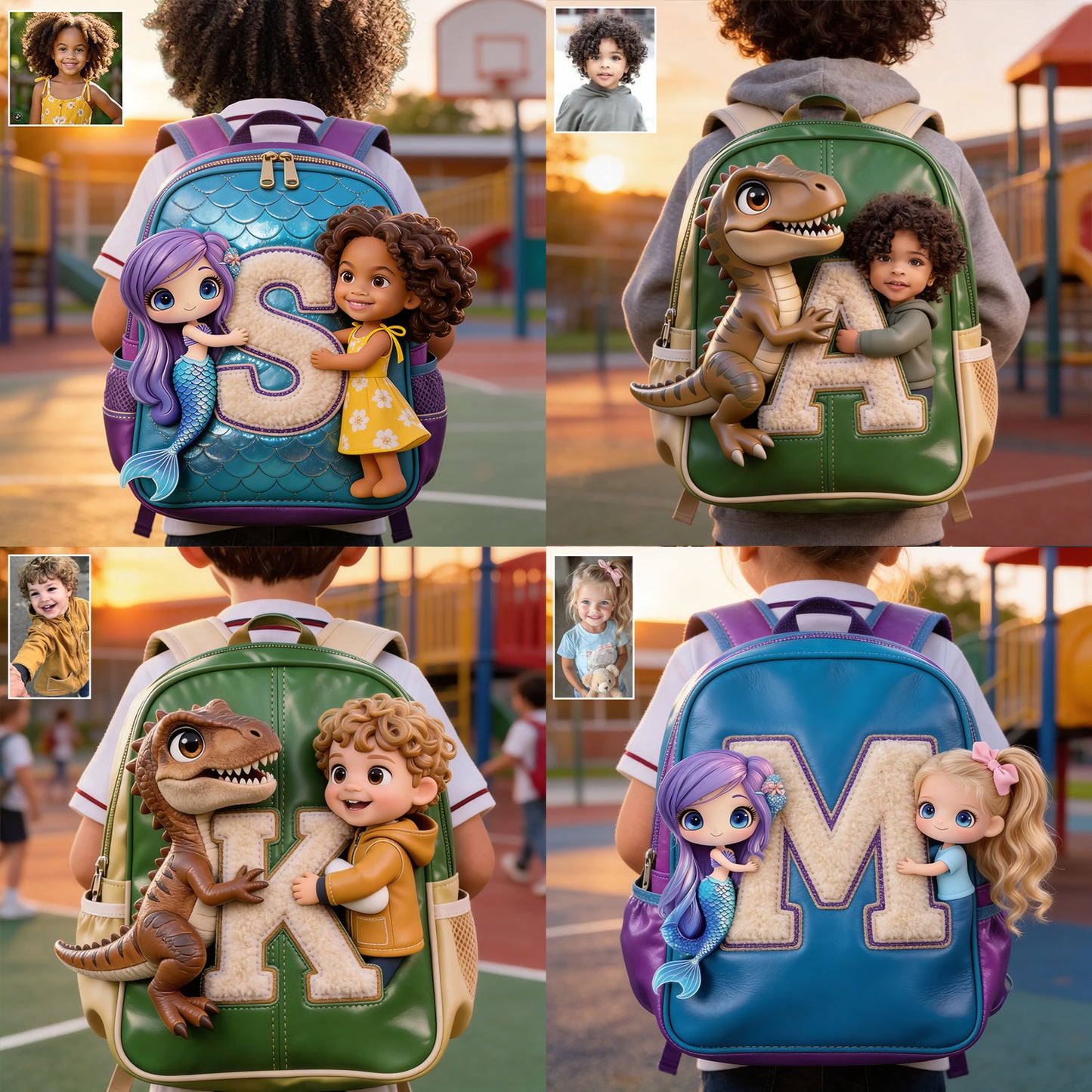 Hallo Sommer - Personalisierter Kinder Rucksack mit wechselbarem Lederpatch