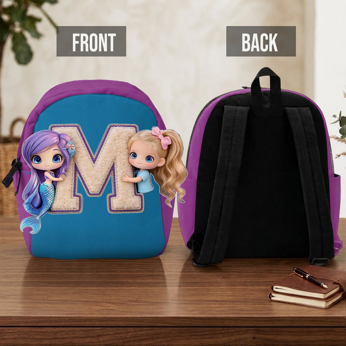 Hallo Sommer - Personalisierter Kinder Rucksack mit wechselbarem Lederpatch