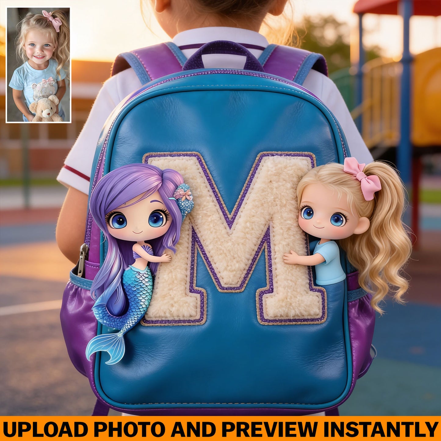 Hallo Sommer - Personalisierter Kinder Rucksack mit wechselbarem Lederpatch