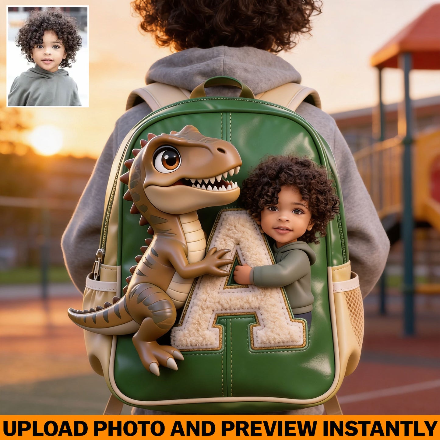 Hallo Sommer - Personalisierter Kinder Rucksack mit wechselbarem Lederpatch