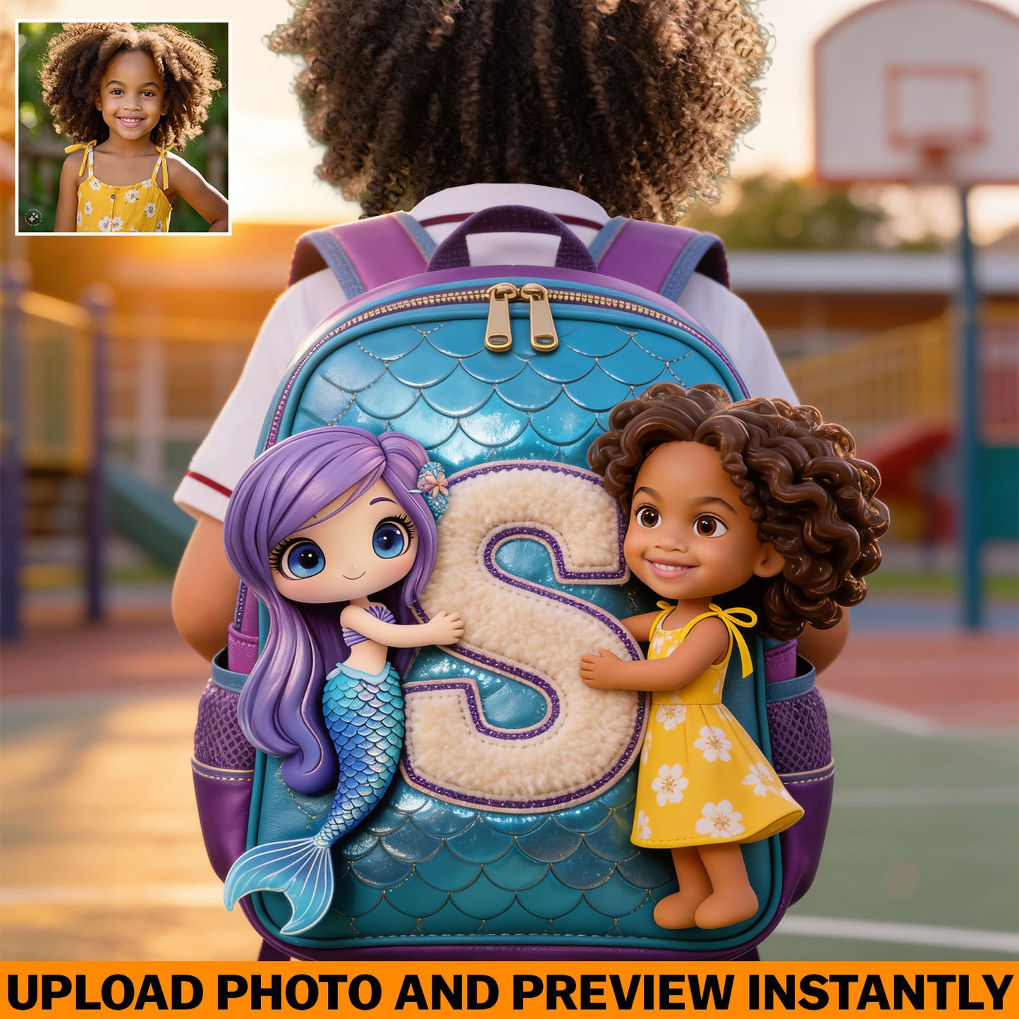 Hallo Sommer - Personalisierter Kinder Rucksack mit wechselbarem Lederpatch