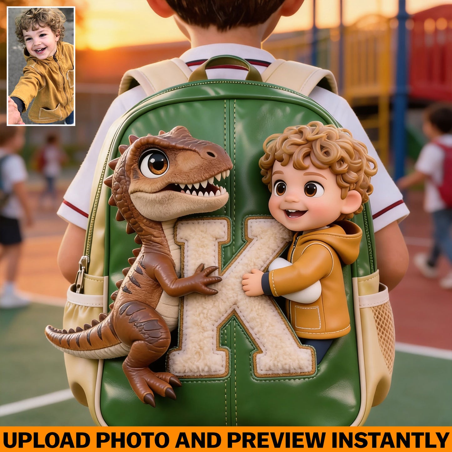 Hallo Sommer - Personalisierter Kinder Rucksack mit wechselbarem Lederpatch