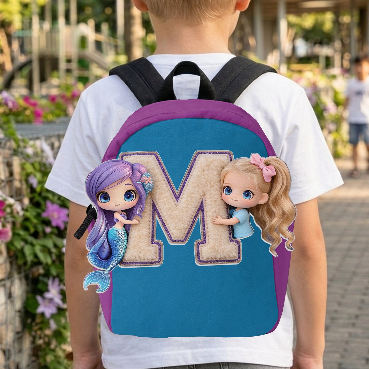 Hallo Sommer - Personalisierter Kinder Rucksack mit wechselbarem Lederpatch