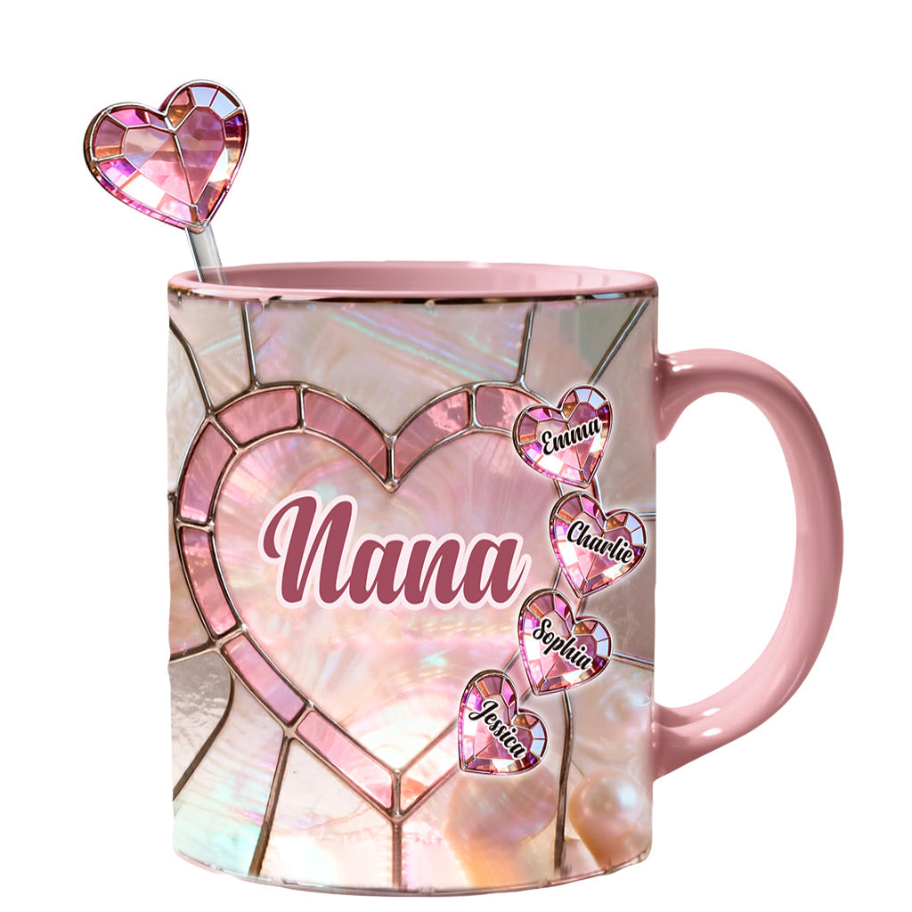 Heureuse d'être appelée Nana, Mama, Gigi, Grand-mère - Mug personnalisé pour grand-mère avec agitateurs en acrylique