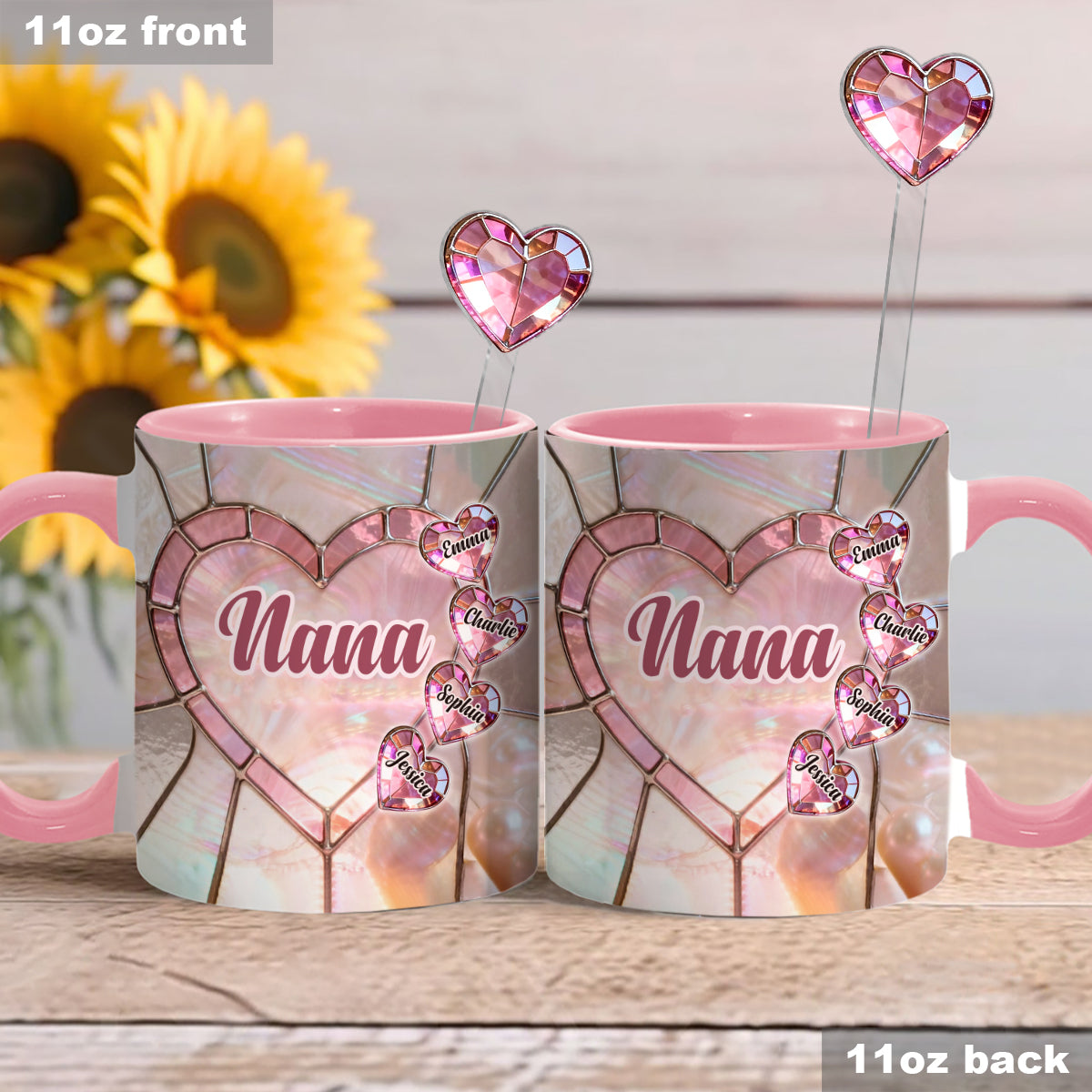 Heureuse d'être appelée Nana, Mama, Gigi, Grand-mère - Mug personnalisé pour grand-mère avec agitateurs en acrylique