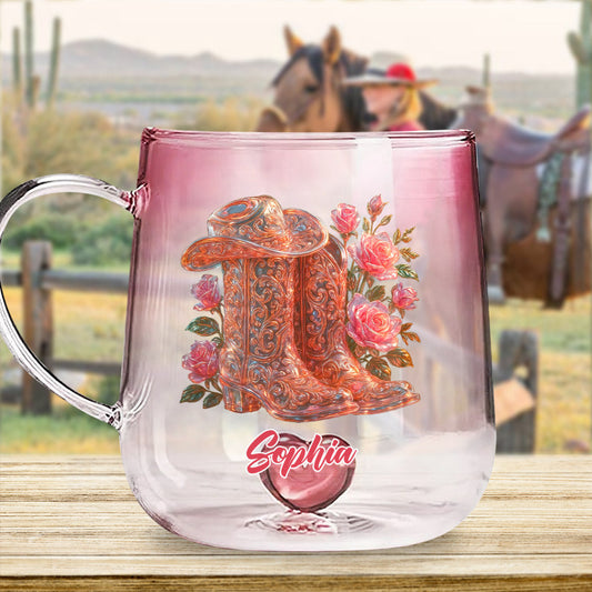 Bottes de cowgirl - Mug en verre personnalisé à dégradé de style cowgirl