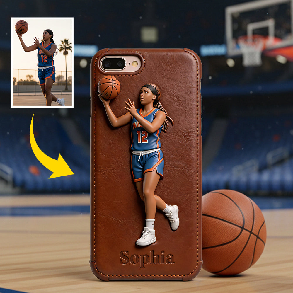 Liebe zum Basketball – Personalisierte Basketball-Handyhülle aus Leder