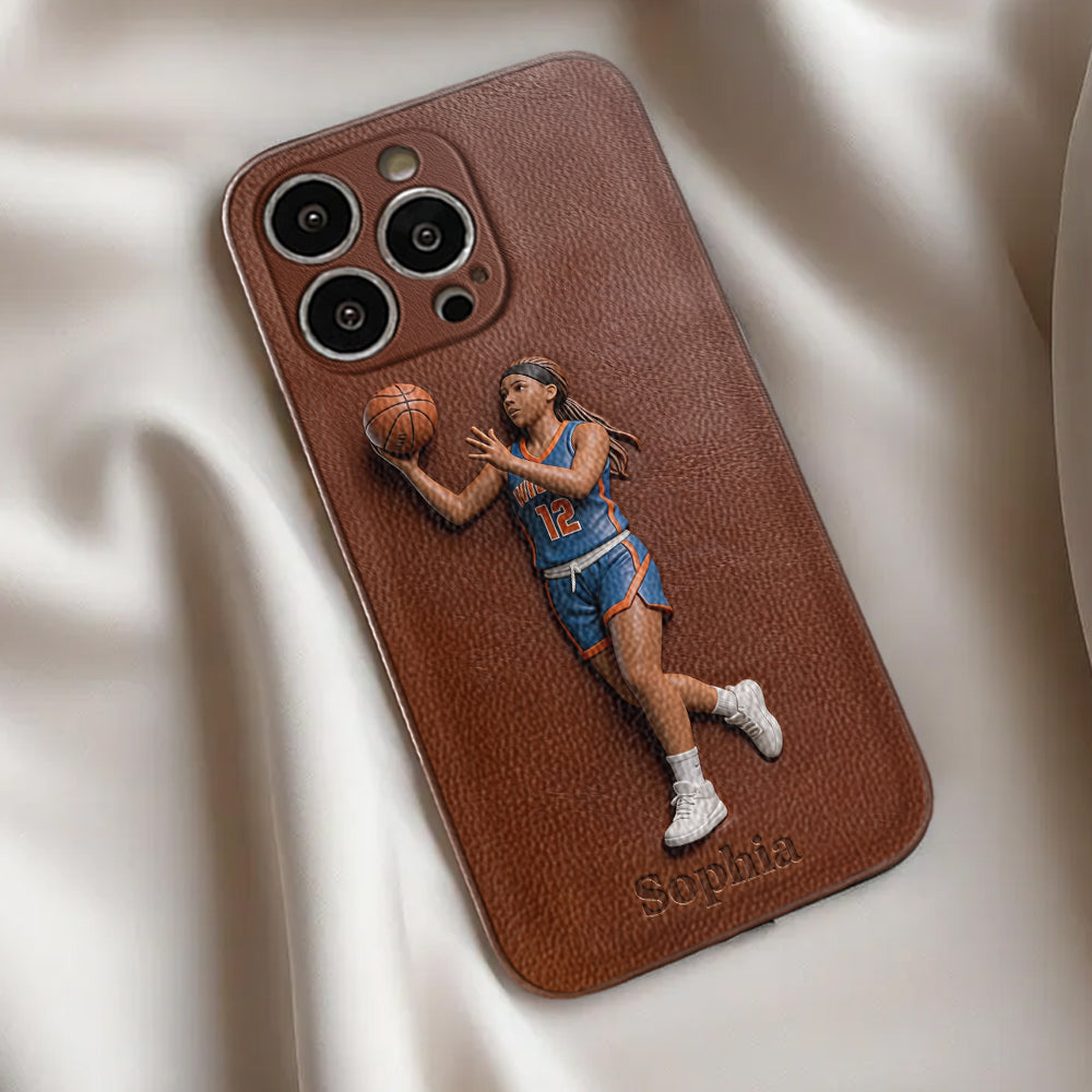 Liebe zum Basketball – Personalisierte Basketball-Handyhülle aus Leder
