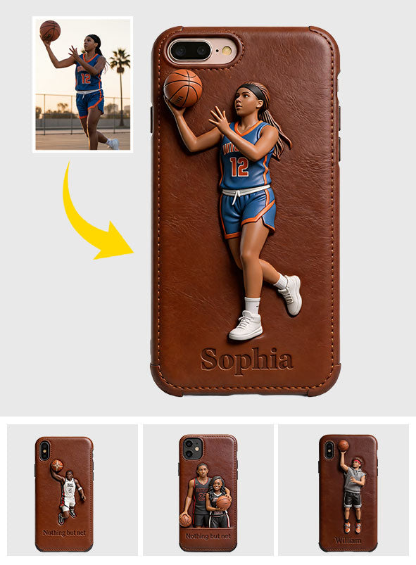 Liebe zum Basketball – Personalisierte Basketball-Handyhülle aus Leder