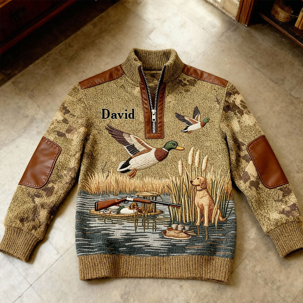 Entenjagdsaison – Personalisiertes Herren-Jagd-Sweatshirt mit Reißverschluss